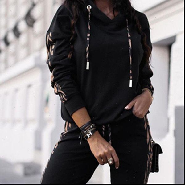 

2021autumn womens fashion 2 piece set tracksuit long sleeve patchwork pants jogging female suits sportswear sports hot, Gray