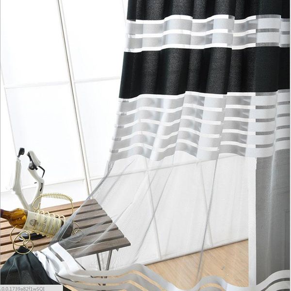 

curtain & drapes thicken black and white screens for living room balcony curtains modern striped tulle bedroom window