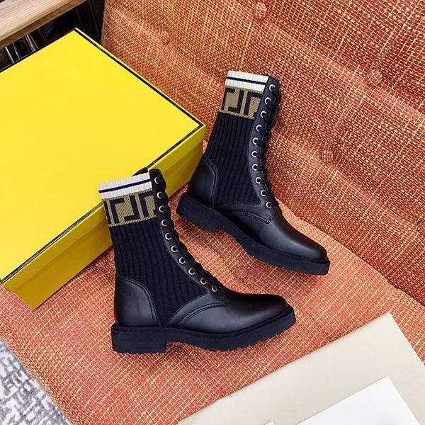

fashion new arrival ladies winter ankle boots 2021 new fashion womens platform mid boots socks work boots of size 35-41, Black