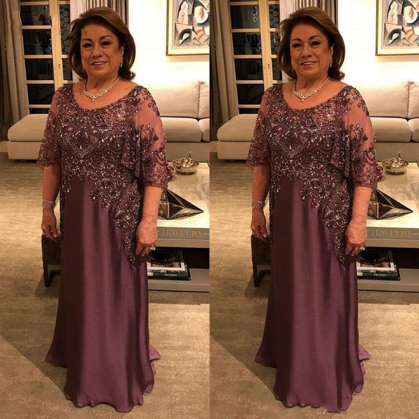 

2022 elegant long mother of the bride dresses puff short sleeve plus size lace beads full length wedding guest party evening gowns prom dres, Black;red