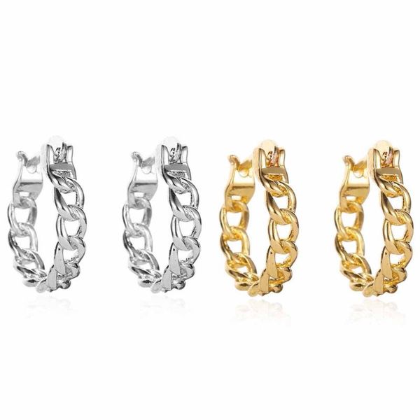 

vintage geometric earrings for women statement punk exaggerated hollow curb chain hoop earring jewelry oorbellen, Golden;silver