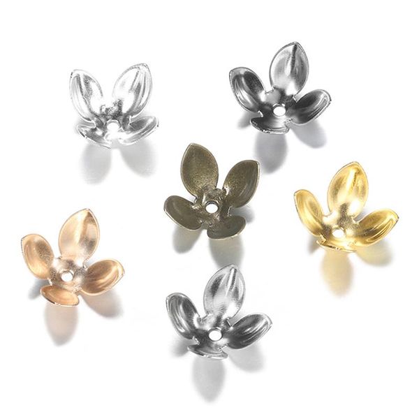 

50pc/lot 15*8mm gold plated metal flower bead caps findings four leaves bulk end bead cap for jewelry making supplies diy bbyeow