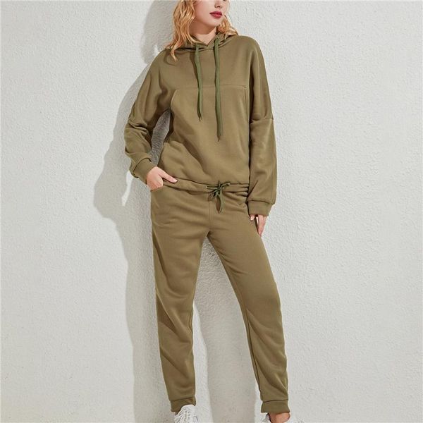 

women fashion sweatshirt oversized hoodie and pants ladies casual solid color suit for female two piece set autumn clothing, Gray