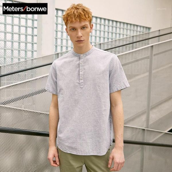 

metersbonwe short sleeve shirt 2020 spring new men cotton shirt loose stripe student leisure fashion casual 2254751, White;black