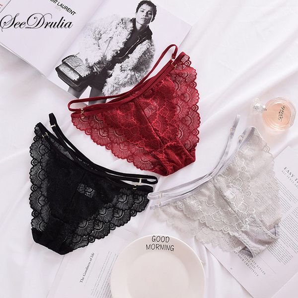 

panties transprante low-rise solid briefs female underwear pant ladies strap lace lingerie women g string thong, Black;white