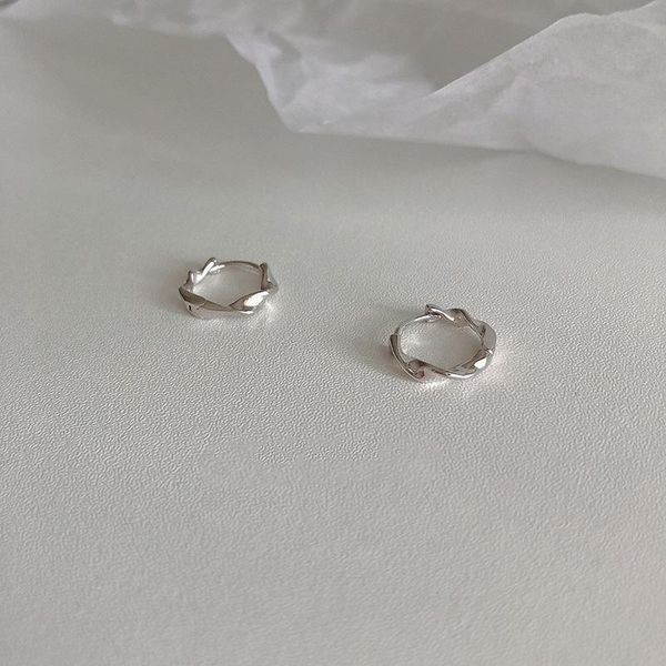 

hoop & huggie 925 sterling silver buckle circle earrings cute small twisted for women girl elegant party jewelry, Golden;silver