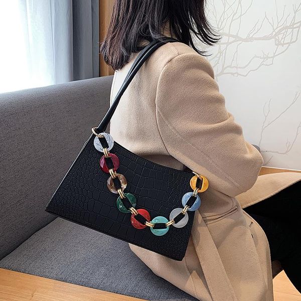 

cross body 2021 luxury women baguette bag retro crocodile totes shoulder bags female designer pu leather chain crossbody handbags party