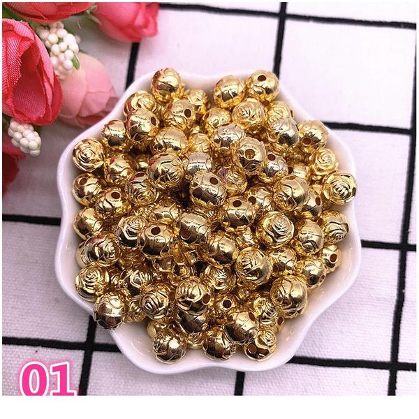 

new 6mm 8mm flower ball abs beads gold/silver plated spacer beads for jewelry making diy charms jllieo