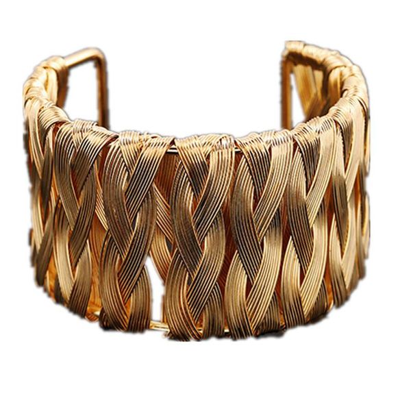 

bangle weave wide cuff bracelets maxi boho vintage fashion women open ajustable bangles & jewelry gifts, Black