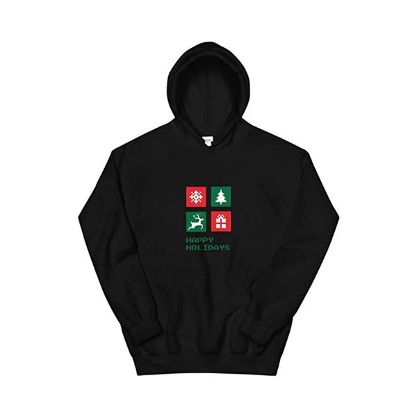 

men's pullover hoodie sweatshirt with christmas trees drop shipper, Black