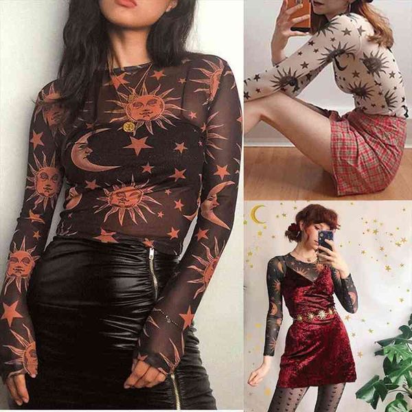 

women long sleeve sheer mesh shirt lady girls see through blouse tee blouse swim cover up, White
