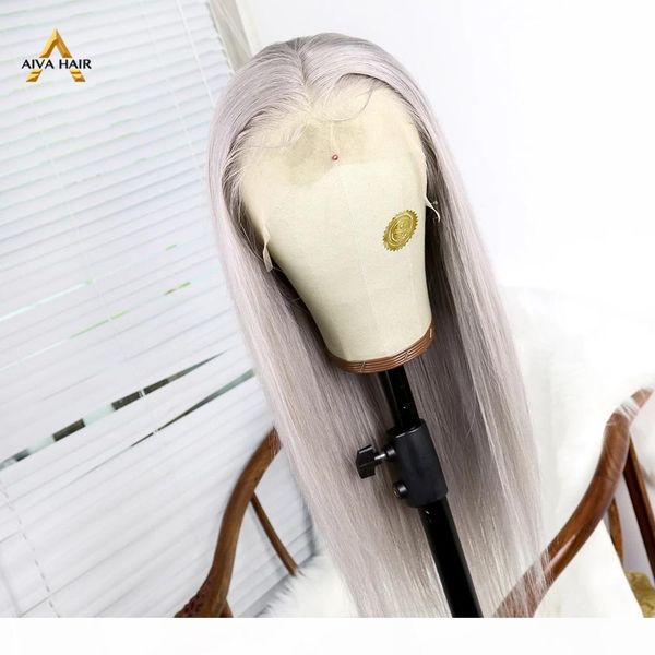 

brazilian gray long straight wigs 150 density human hair full lace wigs with baby hair thick glueless wigs for women, Black;brown