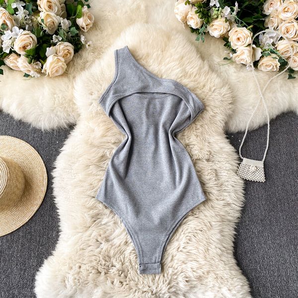 

2021 new design singrein women's off the shoulder solid elastic thin overalls summer fashions streetwear bodysuit 88sv, Black;brown