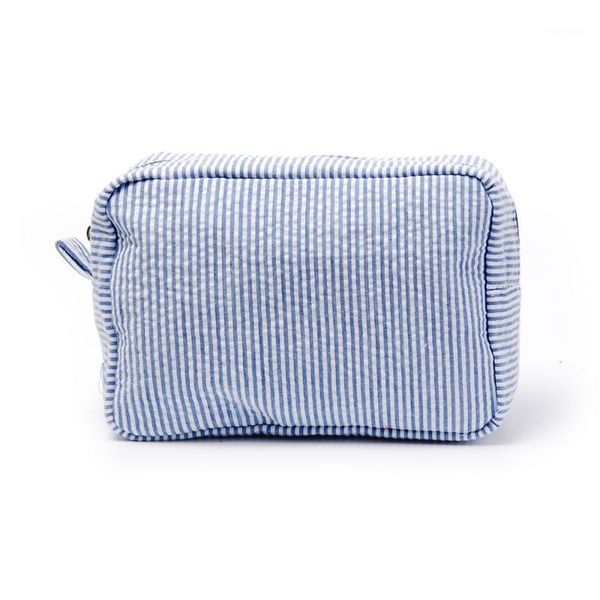 

21.5*9.4*15.2 striped seersucker cosmetic bag wholesale blanks rectangle makeup bag 6 colors wedding accessories gift dom1060591