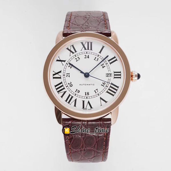 

af version 42mm white dial w6701009 rose gold stainless steel case miyota 9015 automatic mechanical mens watch leather strap watches, Slivery;brown