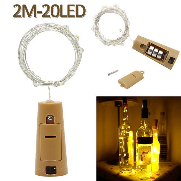

2m 20led lamp cork shaped bottle ser light indoor led silvery wire string lights for glass bottle party wedding christmas decor