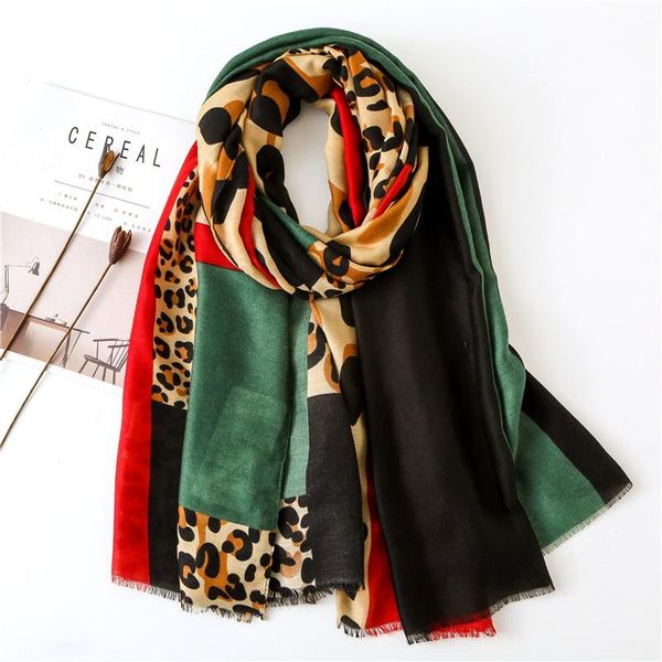 

2020 design leopard print women scarf fashion for lady cotton scarves shawls and wraps neck head chiffon hijabs bandana, Blue;gray