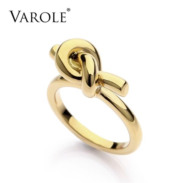 

varole brand new fashion trendy knot rings for women classic design gold color jewelry anel wholesale 201218, Silver