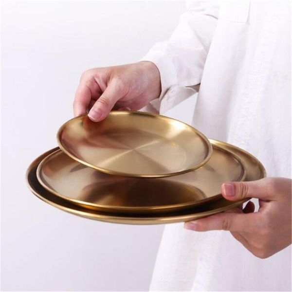

golden stainless steel tray scandinavian round storage trays simple snack cake dish silver metal plate pgraphy props1