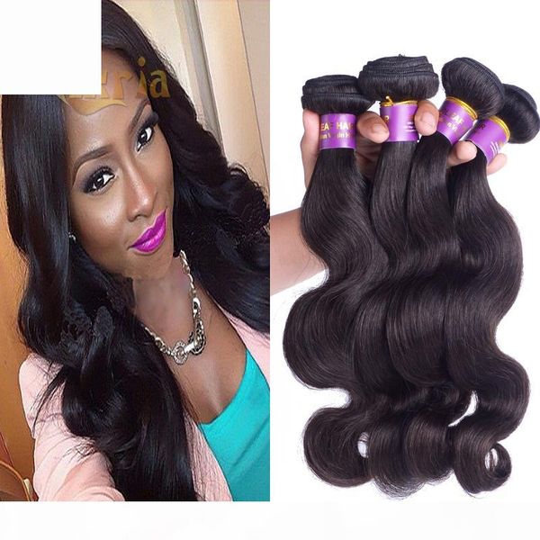 

body wave virgin hair double weft brazilian virgin hair 4pcs lot 100% unprocessed body wave human hair weave, Black