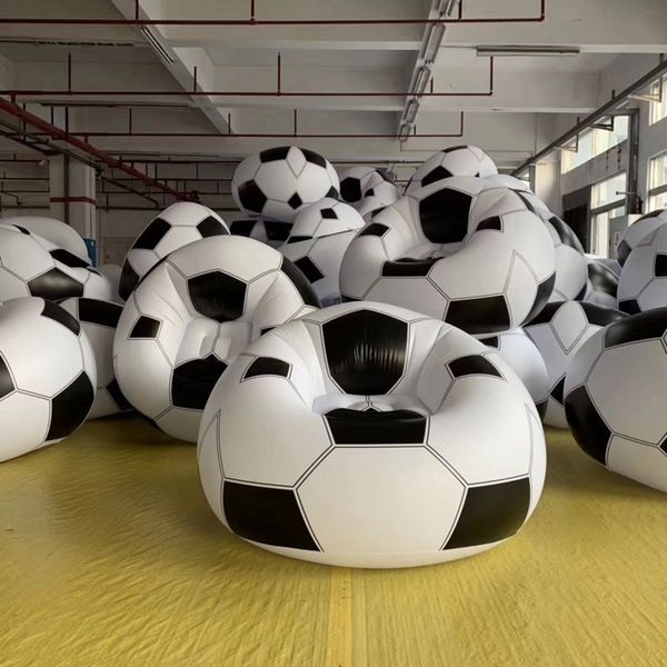 

110x110x70cm factory whole sale pvc inflatable football sofa leisure sofa portablethickened and environmental football seat balloon