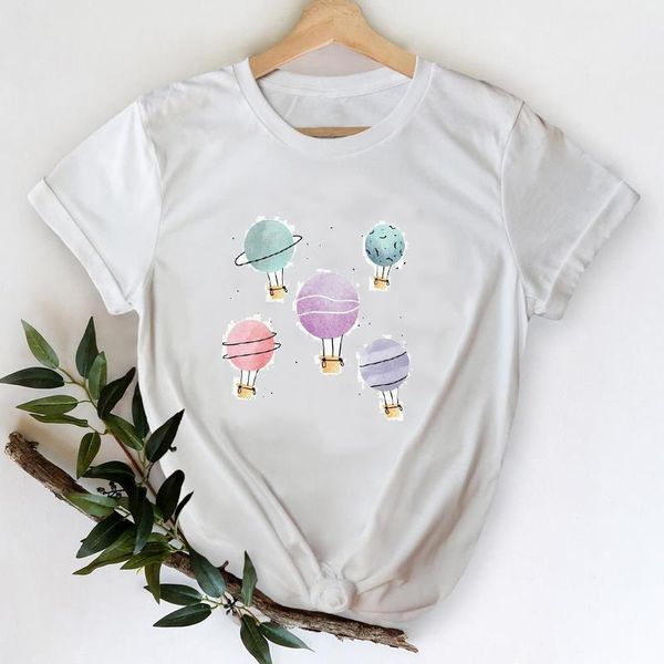 

t-shirts women 2021 balloon travel trend cute 90s fashion clothes printing graphic tshirt lady print female tee t-shirt, White