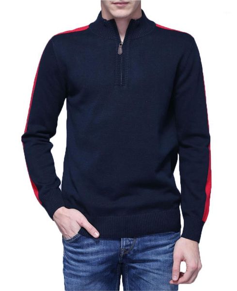 

men sweater patchwork pullovers mandarin collar thick cotton zipper full sleeve men sweater1, White;black