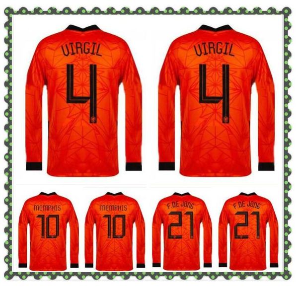 

2020 netherlands soccer shirt de jong holland de ligt strootman van dijk virgil 2021 long sleeve football jersey, Black;yellow