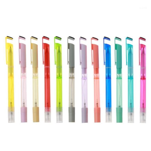 

5pcs portable refillable mister gel pen black ink 3-in-1 spray bottles phone holder stand pens wipe screen cleaning pens1