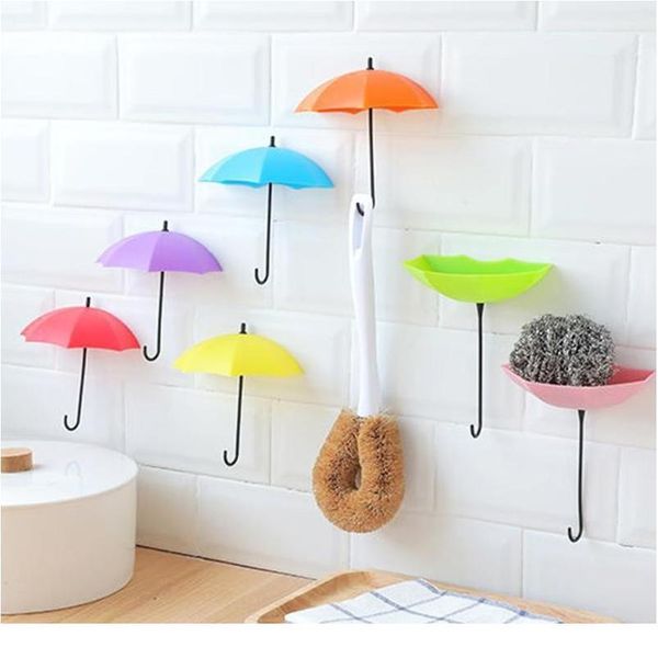 

3pcs umbrella shape hook wall adhesive-nail hook clothes hanger hook home key bathroom kitchen sticky rack sqcikq