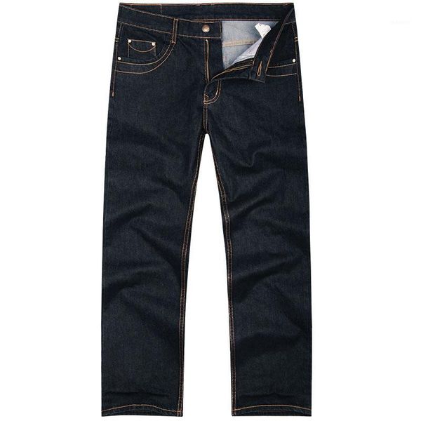 

men summer jeans male thin plus size trousers loose straight high waist large size business casual jeans 30-481, Blue