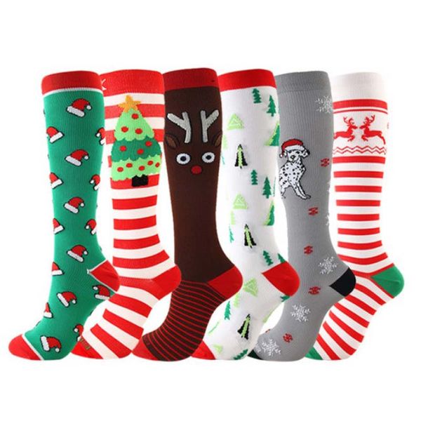 

women knitted knee socks snowman deer santa animal print lady warm comfortable thick long socks winter christmas stockings gifts, Black;white