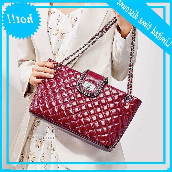

2021 korean new leather women's small xiangfeng lingge chain fashion one shoulder messenger bag