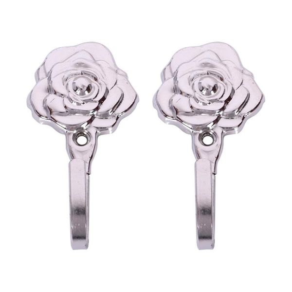 

hooks & rails 2pcs rose pattern metal wall decorative tieback curtain towel hanger