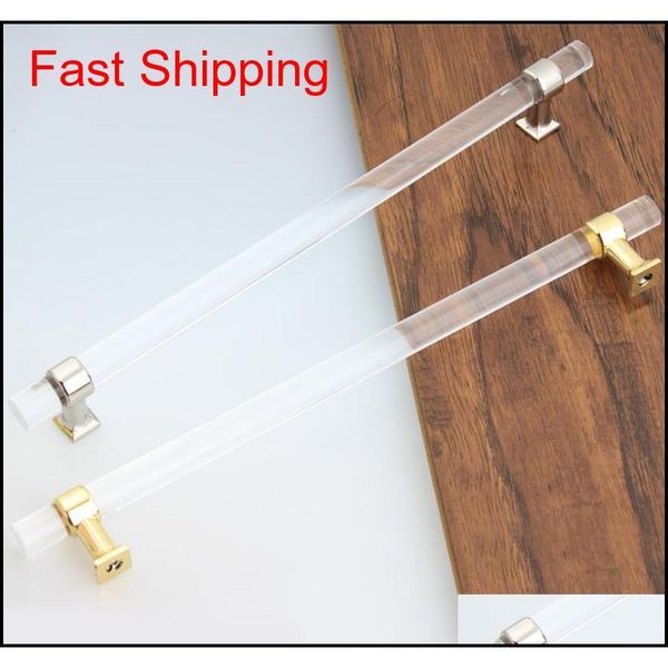 

300mm moden fashion clean acrylic wardrobe kitchen cabinet door handles silver gold dresser cupboard drawer qylaom homes2011