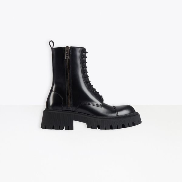 

tractor lace-up boot in black smooth calfskin martin booties platform ankle boots brown white combat boots designers winther boots with box