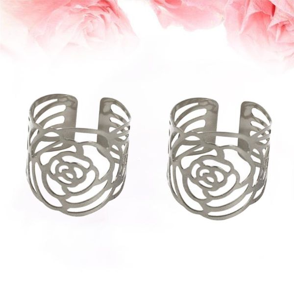 

napkin rings 4pcs golden hollow out rose shape buckles iron holders elegant dinning table setting decoration for