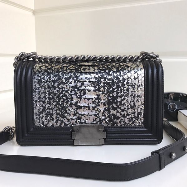 

imported snakeskin 7a high-end quality original rivet handle precious resin metal buckle, with old copper metal chain retro charm