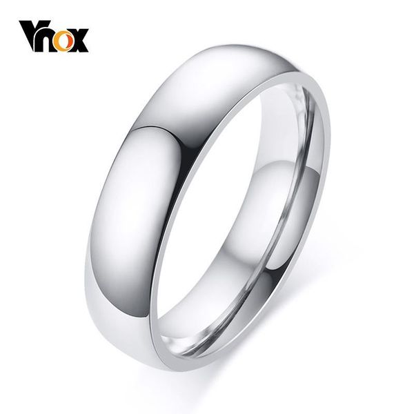 

vnox classic 5mm band casual ring for women men stainless steel plain rings anel alliance anniversary gift, Golden;silver