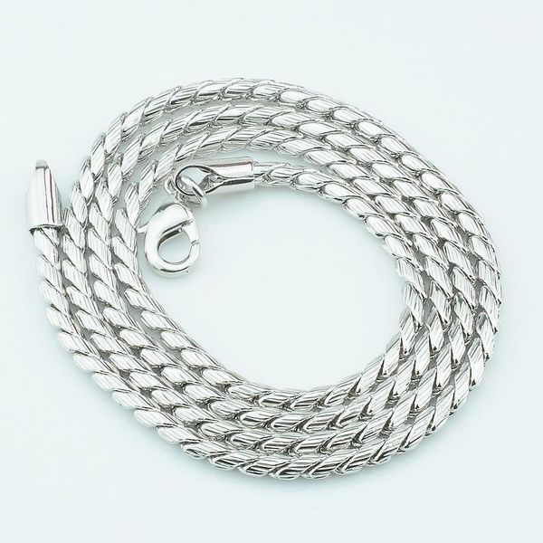 

1pcs jewelry 3mm width men necklace women white gold color necklace scale link wholesale jewelry chains 45cm 50cm 55cm 60cm1, Silver