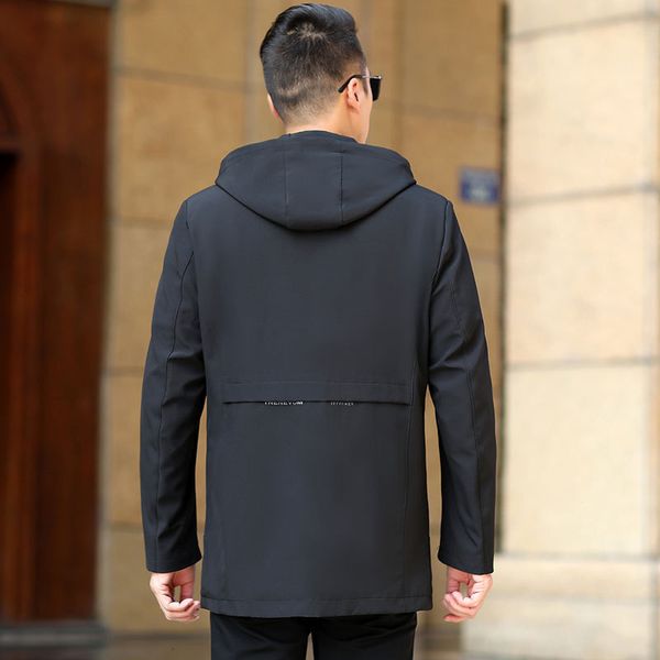

jacket autumn new men's medium long hooded windbreaker middle-aged and old dad winter casual coat, Black;brown