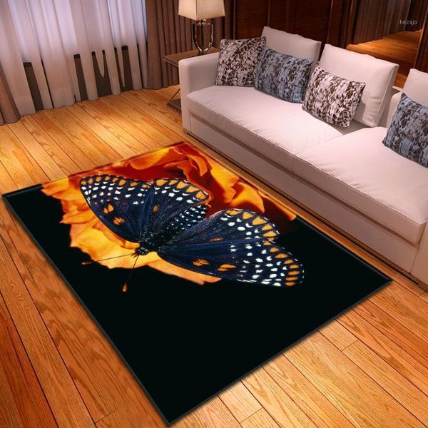 

carpets 3d butterfly printing living room bedroom carpet hallway floor door mat bathroom kitchen water-absorbing anti-skid mat1