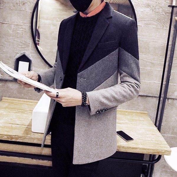 

long wool coats mens long trench coat jackets blue abrigo hombre slim fit korean style mens jackets 2019 winter coats men1, Tan;black