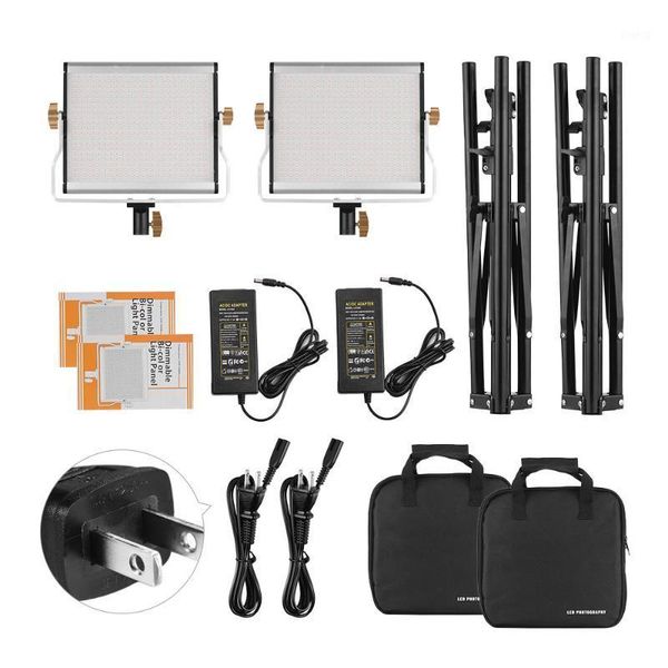 

flash heads andoer portable 2 sets led video lamp light cri95+ panel pography us / eu uk/jp plug with tripod stand bag1