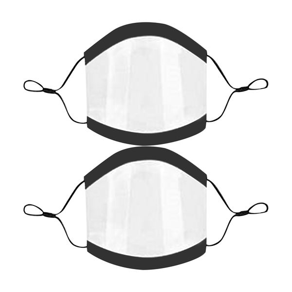 

2x маска для лица w / clear window видимый для глухих и слабослышащих