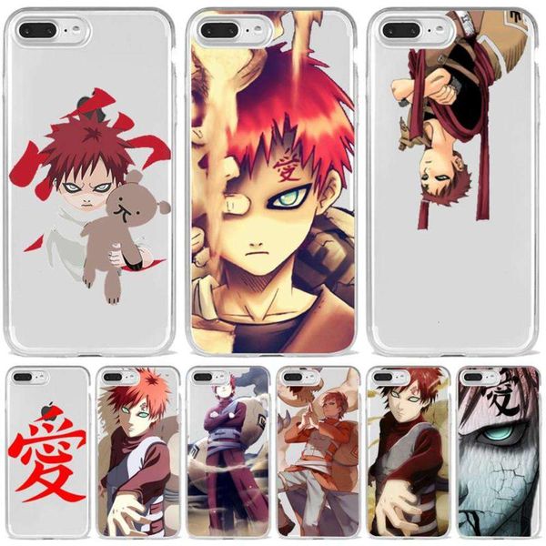 

japane animated naruto gaara transparent layer mobile phone box def 5 5s 5c se 6 6s 7 8 11 12 plus mini x pro