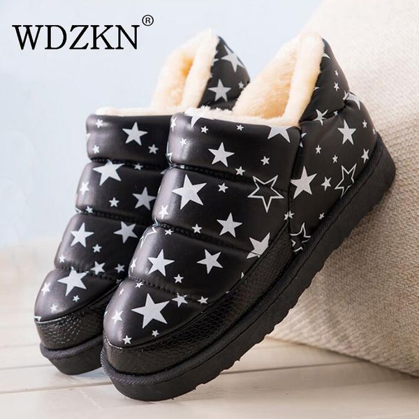 

wdzkn 2019 women winter snow boots botas femininas flat waterproof warm thick plush ankle boots for women winter platform shoes t200106, Black