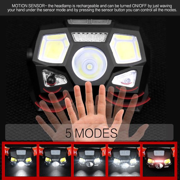 5 Modi LED-USB-Ladescheinwerfer Wasserdicht im Freien Nachtangeln Laufen Taschenlampe Fahrradscheinwerfer 23ak M2