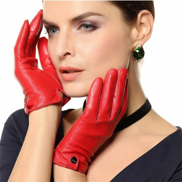 

leather women gloves special offer 2020 wrist genuine solid sheepskin glove fashion short design driving e