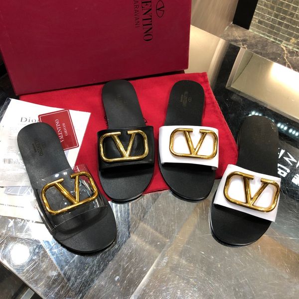 

02-2020 designer mens womens summer rubber sandals beach slide fashion scuffs slippers indoor shoes 01, Black